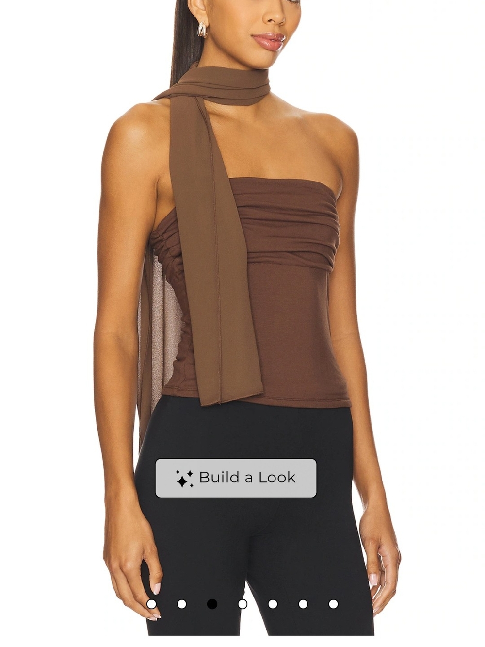 Ruched Strapless Camisole in Brown